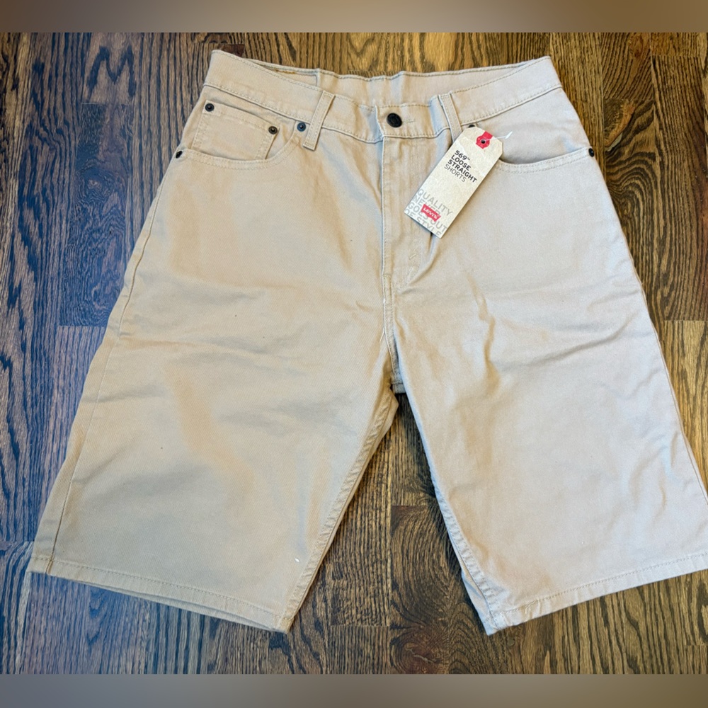 Levi's 569 Loose Straight Shorts Tan Jeans 30 Waist NWT